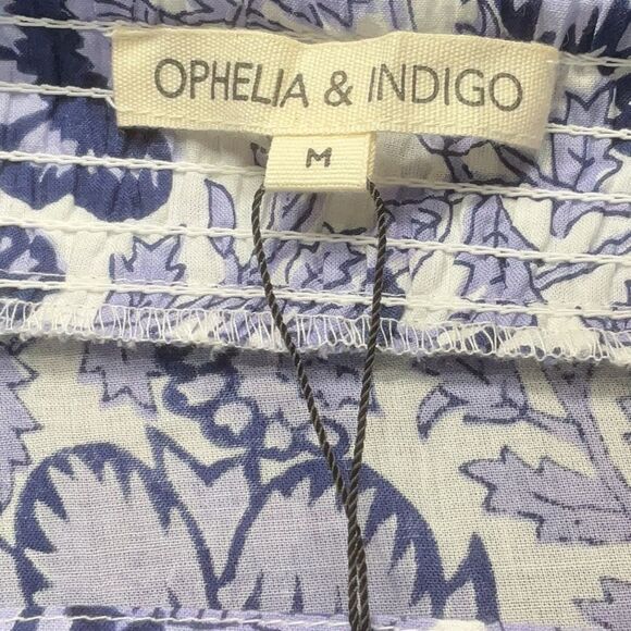 Ophelia and Indigo Floral Blue Flutter Sleeve Tiered Maxi Dress M - Picture 6 of 9